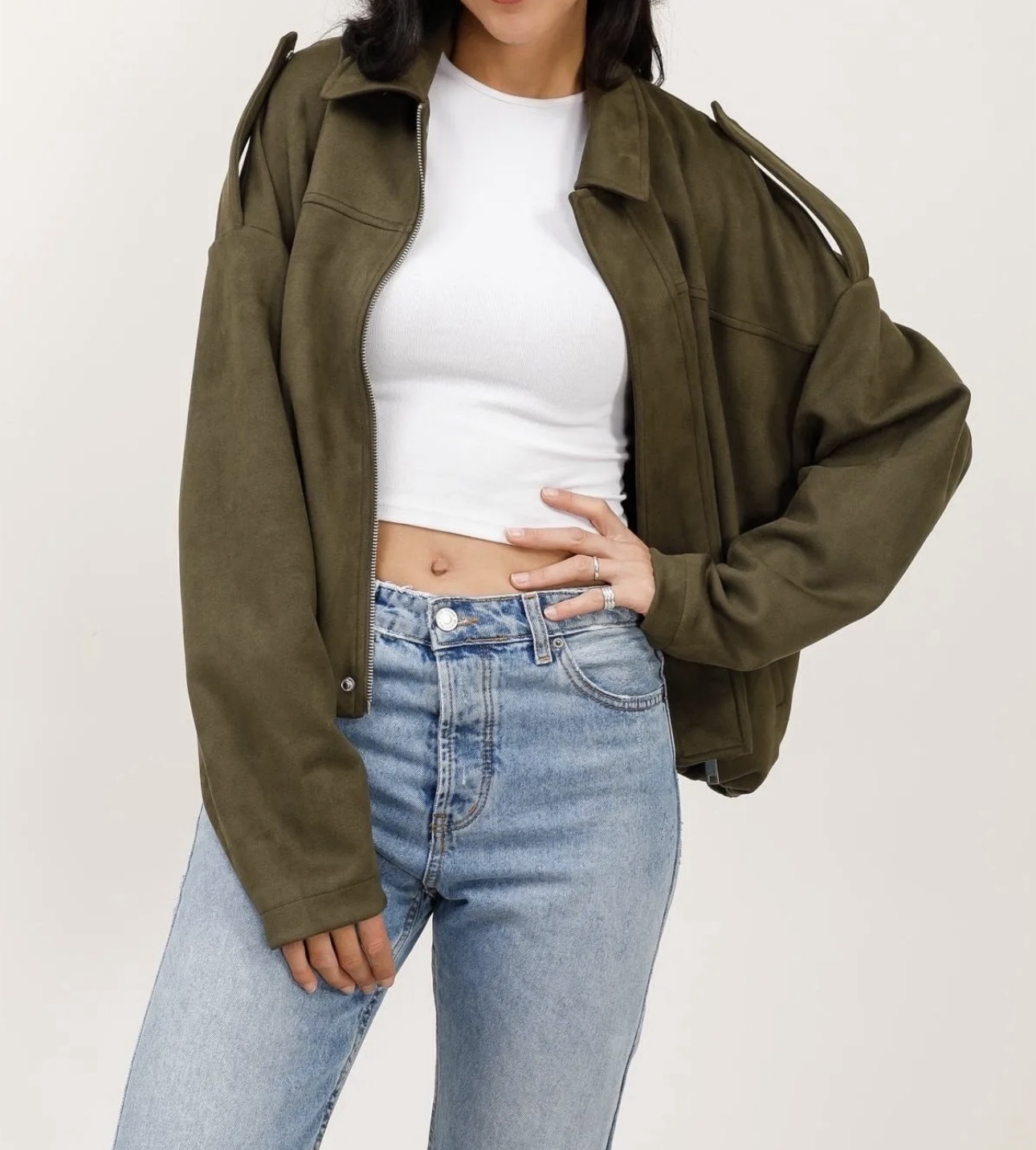 CHAQUETA BOMBER EFECTO ANTE