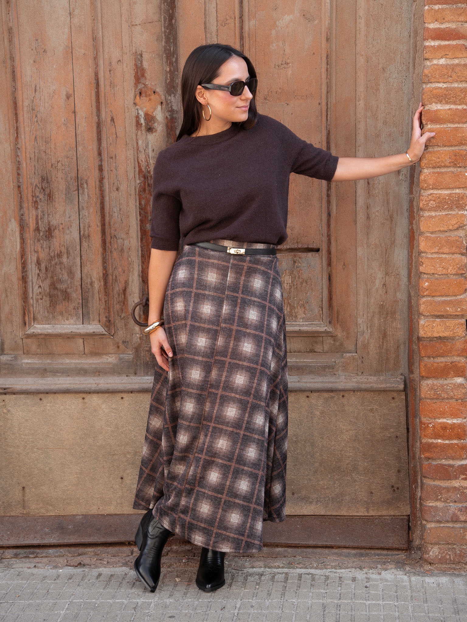 FALDA MIDI ESTAMPADO TARTÁN