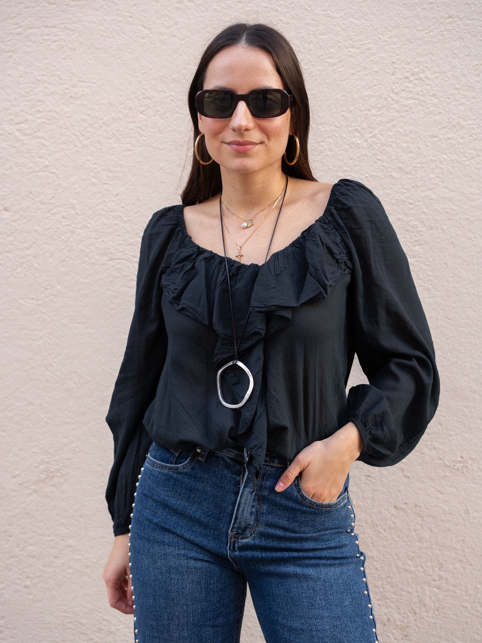 BLUSA ALGODÓN VOLANTES