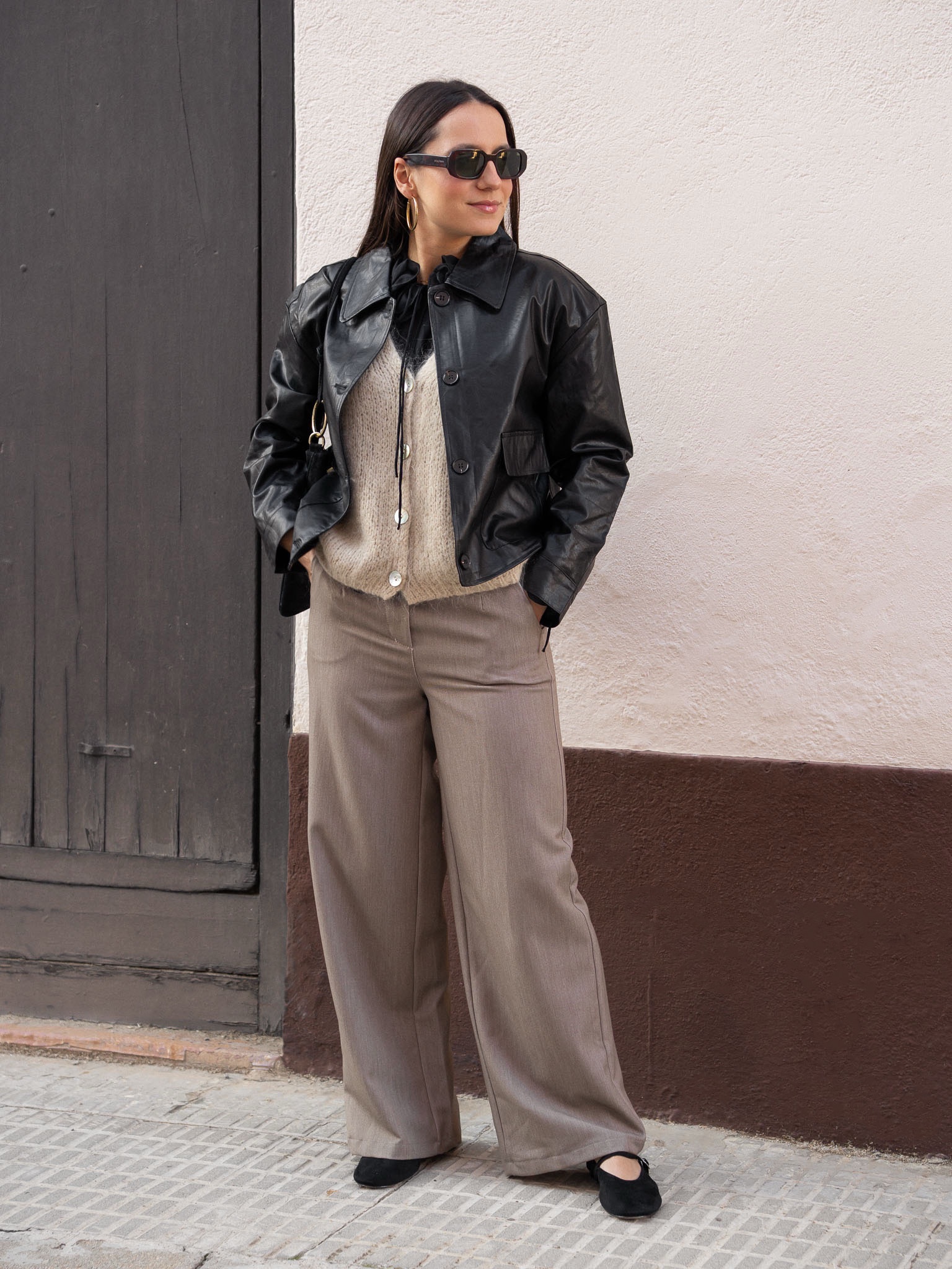 CHAQUETA EFECTO PIEL NEGRO