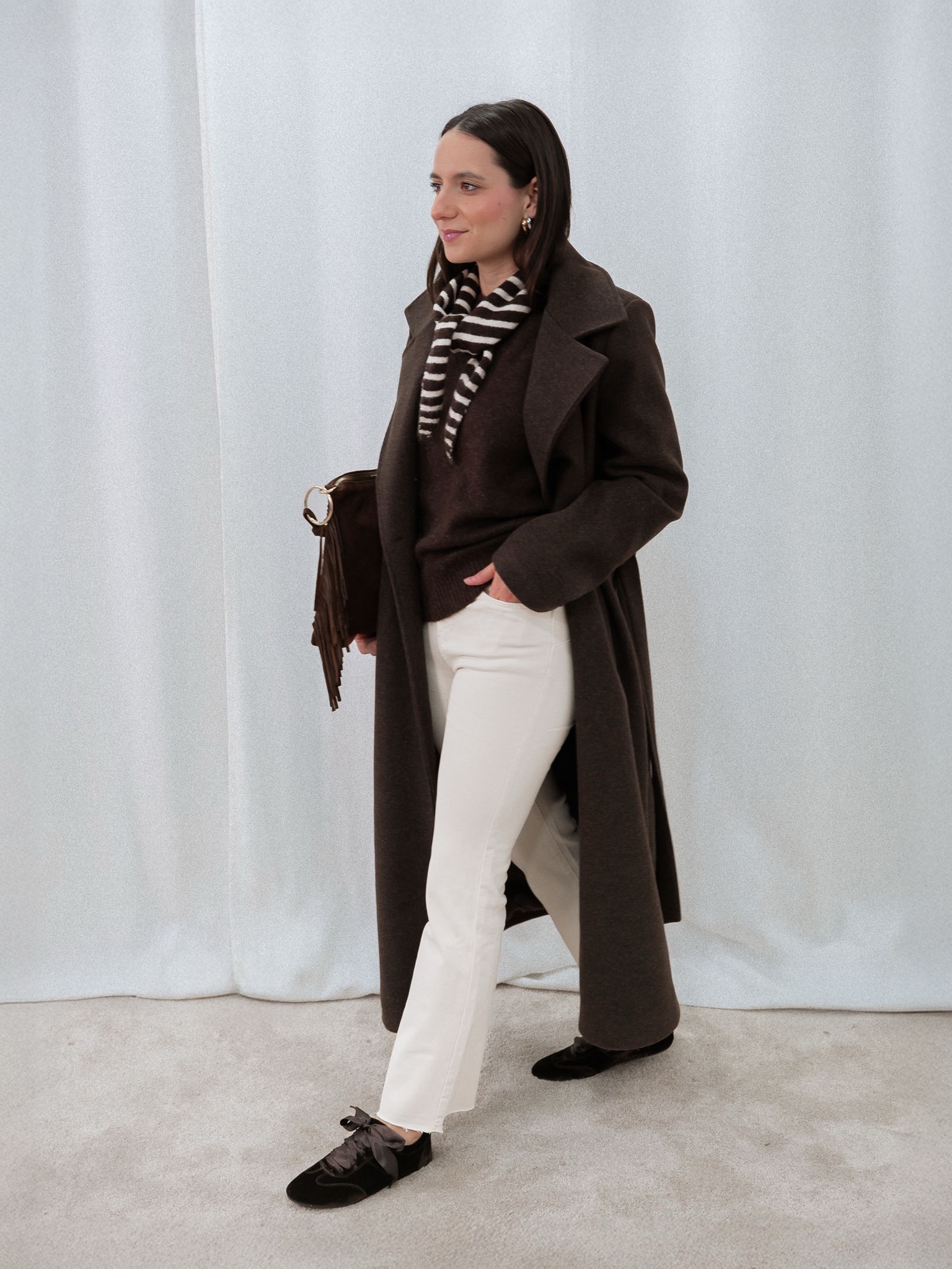 ABRIGO LARGO PAÑO MARRÓN