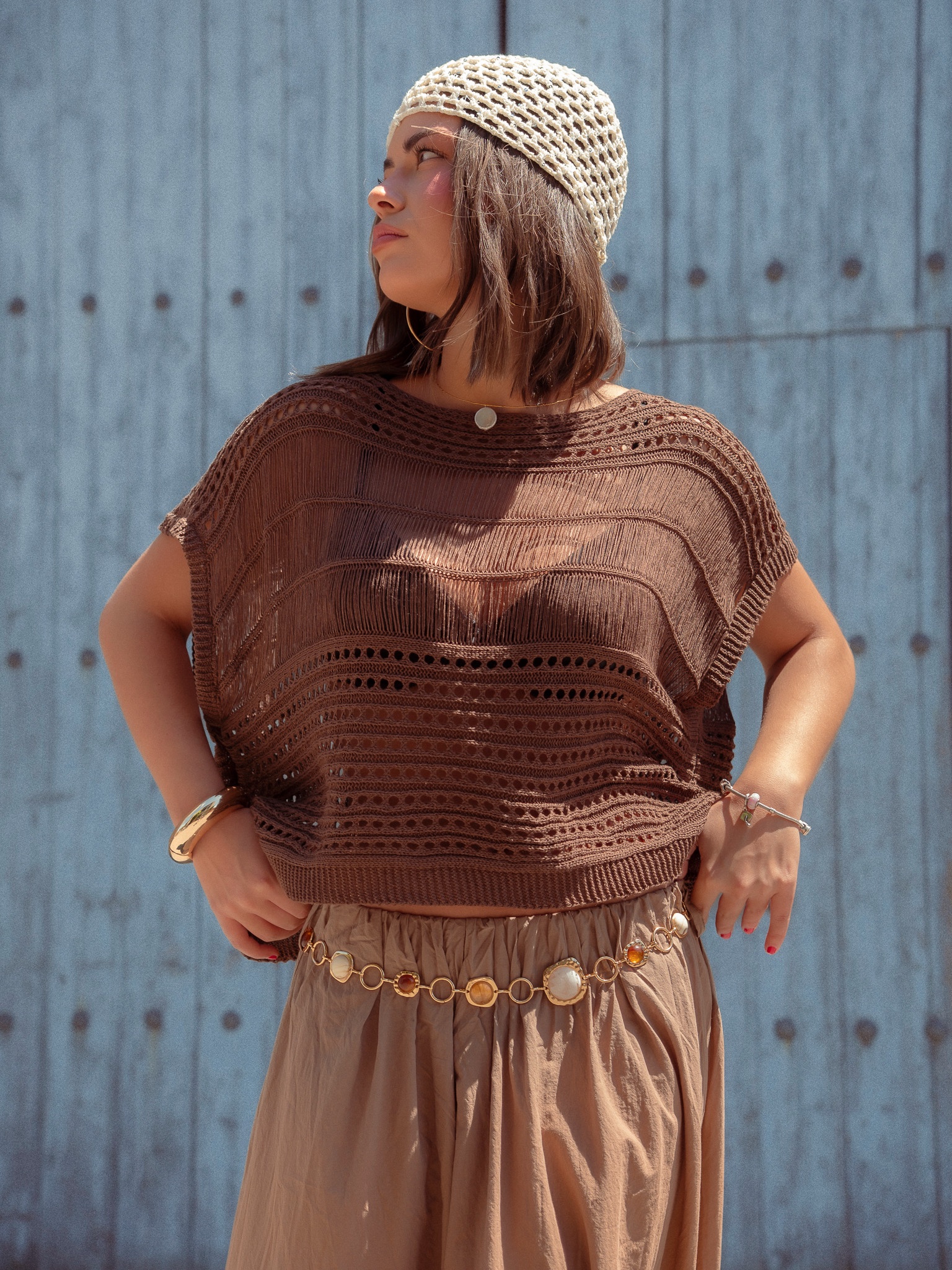JERSEY CROCHET MARRÓN